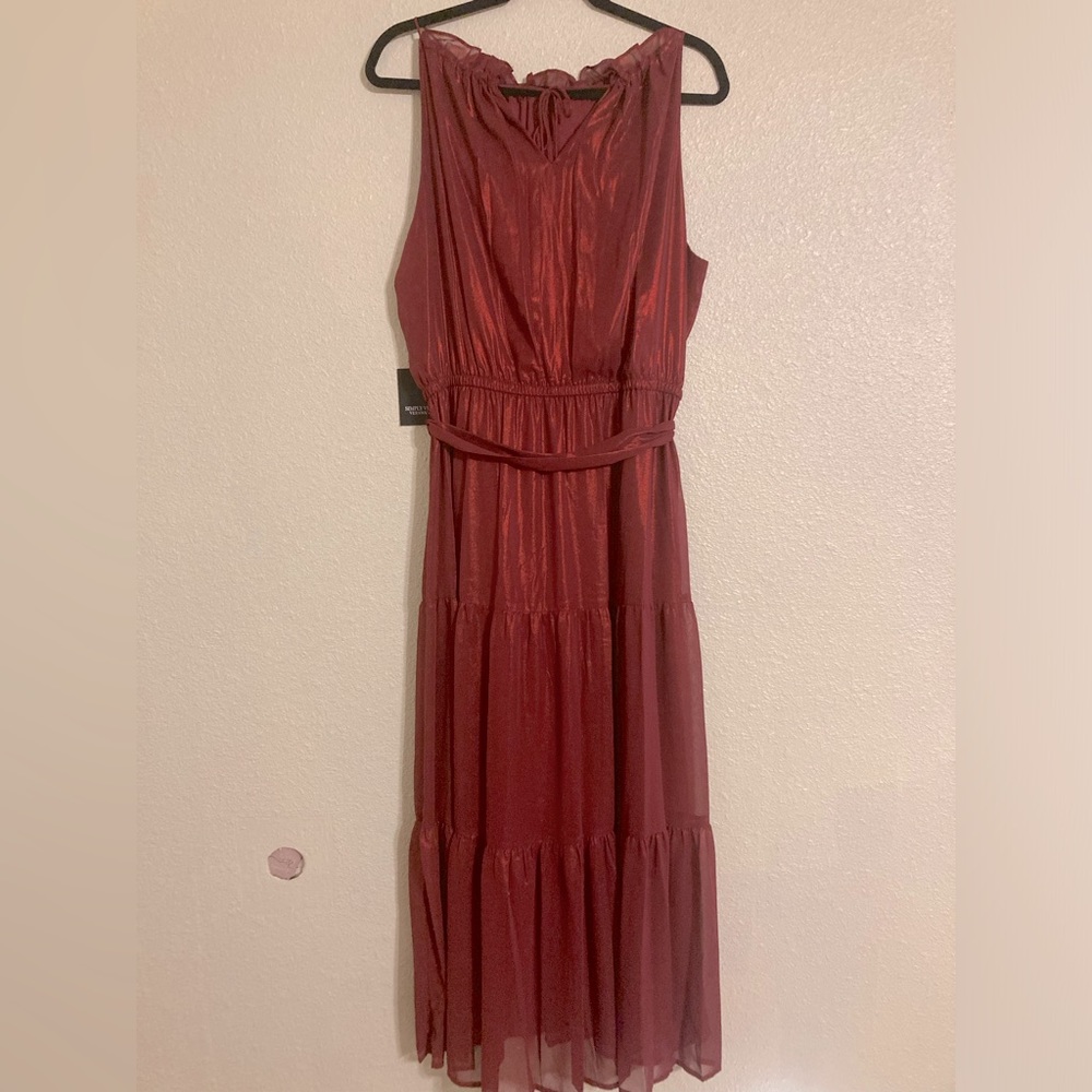 Sleeveless Burgundy Tiered Maxi Dress